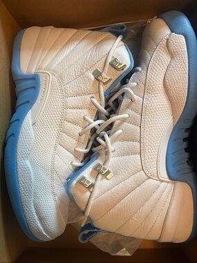 Jordan Kids White and Light Blue High-Top Sneakers